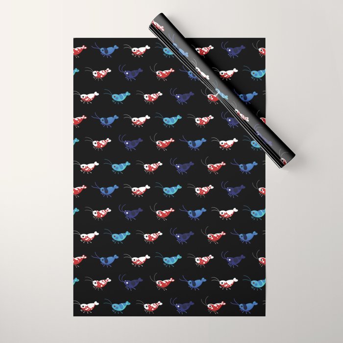 Red and blue shrimp Wrapping Paper Gallery Image 1