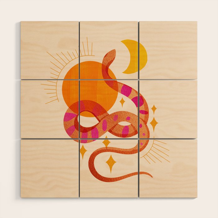 Abstraction_SUN_MOON_SNAKE_Minimalism_001 Wood Wall Art Gallery Image 1