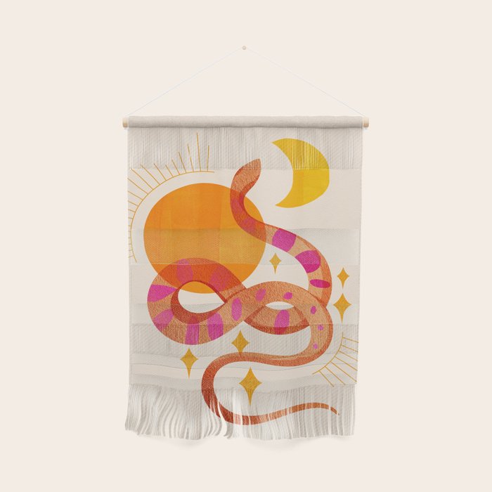 Abstraction_sun_moon_snake_minimalism_001 Wall Hanging