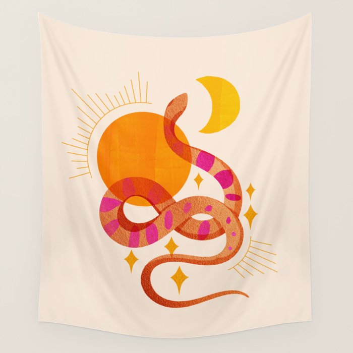 Abstraction_SUN_MOON_SNAKE_Minimalism_001 Wall Tapestry Gallery Image 4