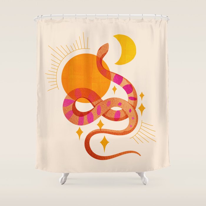 Abstraction_SUN_MOON_SNAKE_Minimalism_001 Shower Curtain Gallery Image 1