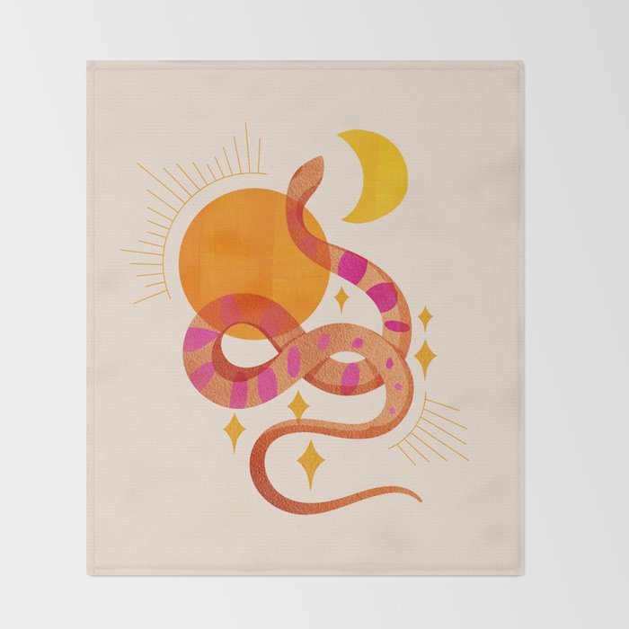 Abstraction_SUN_MOON_SNAKE_Minimalism_001 Throw Blanket Gallery Image 2