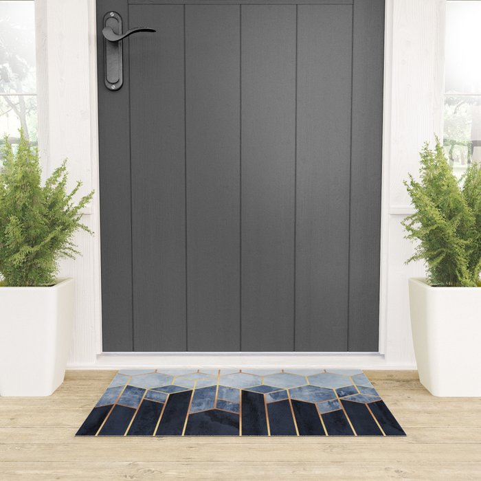 Soft Blue Hexagons Welcome Mat Gallery Image 3