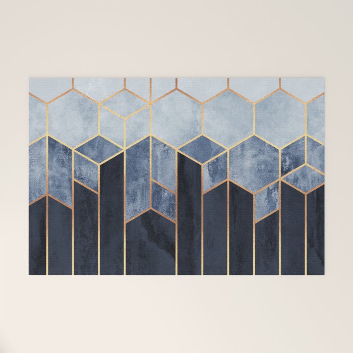 Soft Blue Hexagons Welcome Mat Gallery Image 1