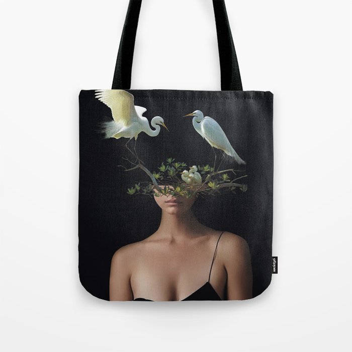 Lady with Birds 3 Tote Bag Gallery Image 1