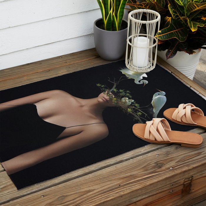 Lady with Birds 3 Outdoor Rug Gallery Image 2