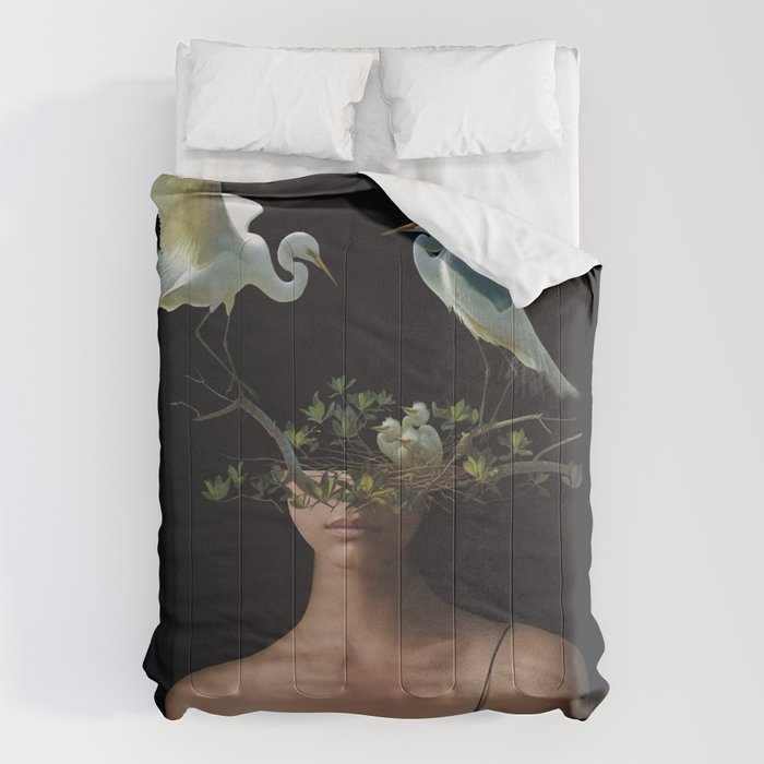 Lady with Birds 3 Comforter Gallery Image 6