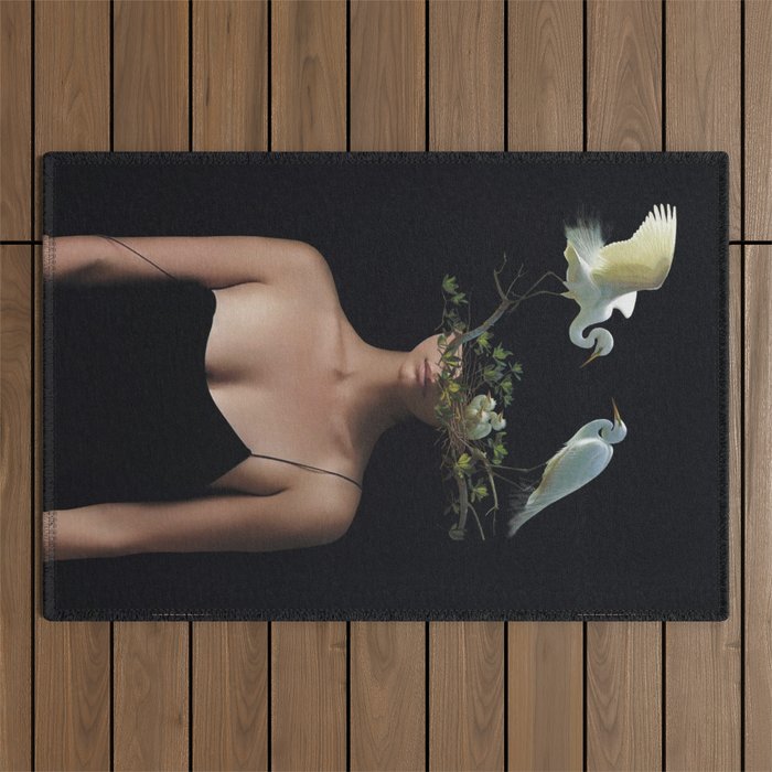 Lady with Birds 3 Outdoor Rug Gallery Image 1