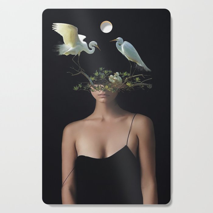 Lady with Birds 3 Cutting Board Gallery Image 1