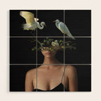 Lady with Birds 3 Wood Wall Art Gallery Image 1