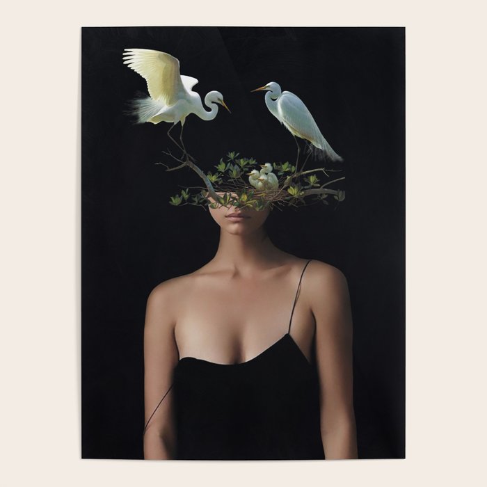 Lady with Birds 3 Poster Gallery Image 1