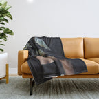 Lady with Birds 3 Throw Blanket Gallery Image 1