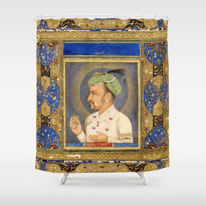 Antique Indian Miniature Painted Illustration Shower Curtain Gallery Image 1
