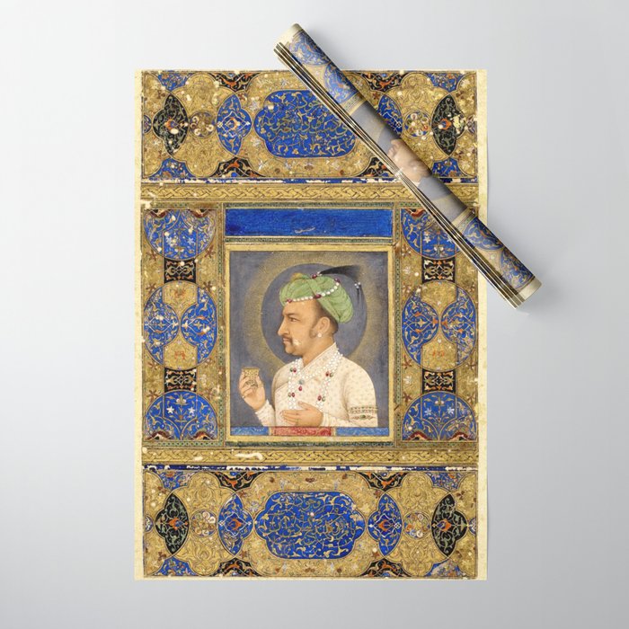 Antique Indian Miniature Painted Illustration Wrapping Paper Gallery Image 1