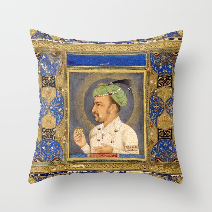Antique Indian Miniature Painted Illustration Throw Pillow Gallery Image 6