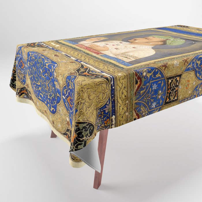 Antique Indian Miniature Painted Illustration Tablecloth Gallery Image 1