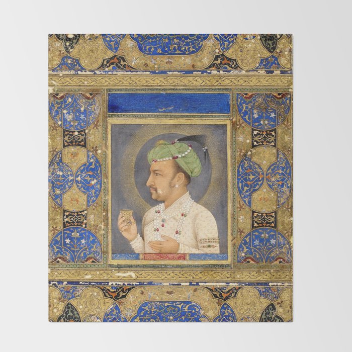Antique Indian Miniature Painted Illustration Throw Blanket Gallery Image 2
