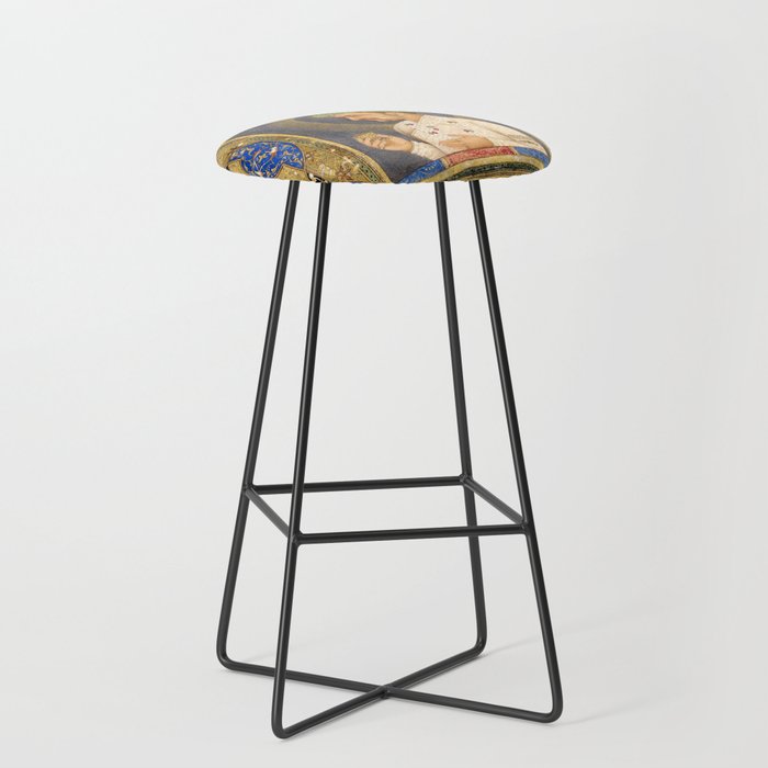 Antique Indian Miniature Painted Illustration Stool Gallery Image 1