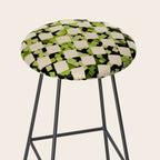 Geometric Checkerboard with Confetti Squares Green Black on Beige Stool Gallery Image 2