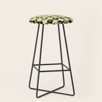 Geometric Checkerboard with Confetti Squares Green Black on Beige Stool Gallery Image 1