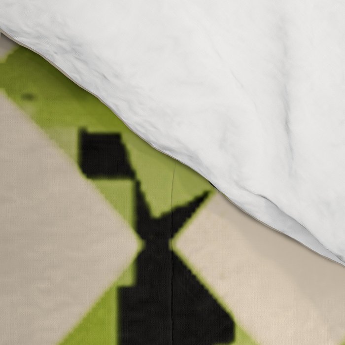 Geometric Checkerboard with Confetti Squares Green Black on Beige Comforter Gallery Image 4