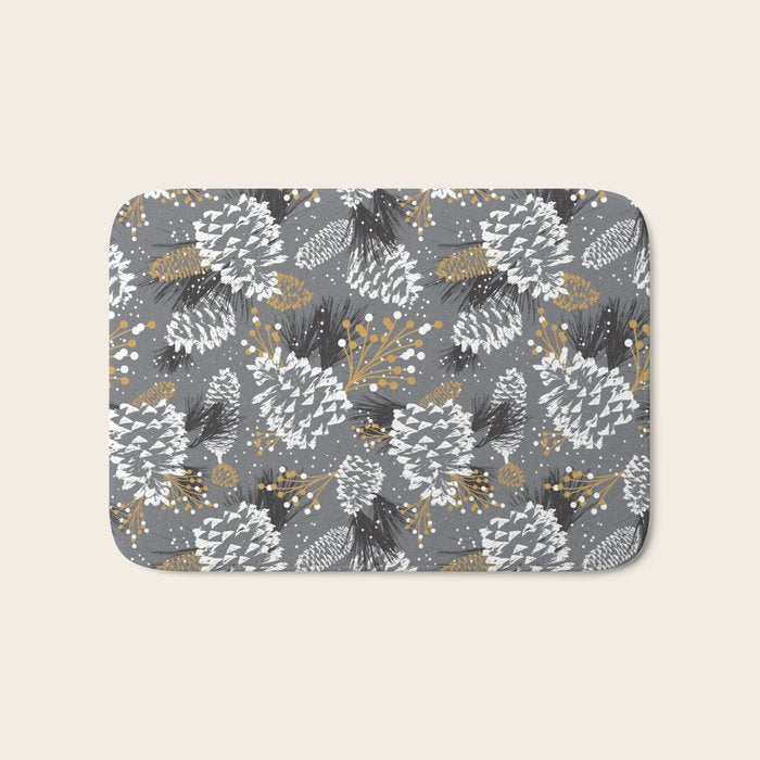 Festive Forest - Grey Bath Mat Gallery Image 1