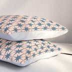 Mid Century Modern Atomic Stars Pattern in Steel Teal Blue and Pale Blush Pink Pillow Sham Gallery Image 3