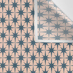 Mid Century Modern Atomic Stars Pattern in Steel Teal Blue and Pale Blush Pink Wall Tapestry Gallery Image 3