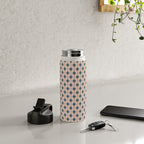 Mid Century Modern Atomic Stars Pattern in Steel Teal Blue and Pale Blush Pink Water Bottle Gallery Image 4