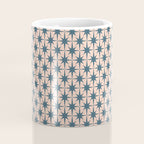 Mid Century Modern Atomic Stars Pattern in Steel Teal Blue and Pale Blush Pink Coffee Mug Gallery Image 4