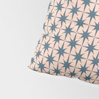 Mid Century Modern Atomic Stars Pattern in Steel Teal Blue and Pale Blush Pink Pillow Sham Gallery Image 4