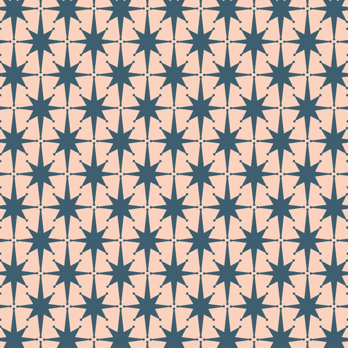 Mid Century Modern Atomic Stars Pattern in Steel Teal Blue and Pale Blush Pink Coffee Mug Gallery Image 2
