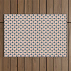 Mid Century Modern Atomic Stars Pattern in Steel Teal Blue and Pale Blush Pink Outdoor Rug Gallery Image 1
