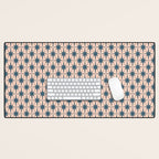 Mid Century Modern Atomic Stars Pattern in Steel Teal Blue and Pale Blush Pink Desk Mat Gallery Image 1