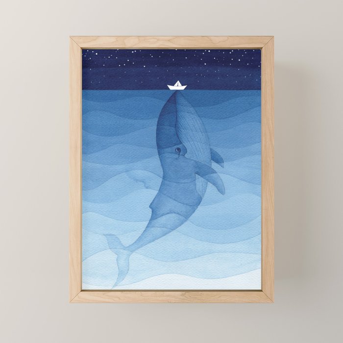 Whale blue ocean Mini Art Print Gallery Image 1