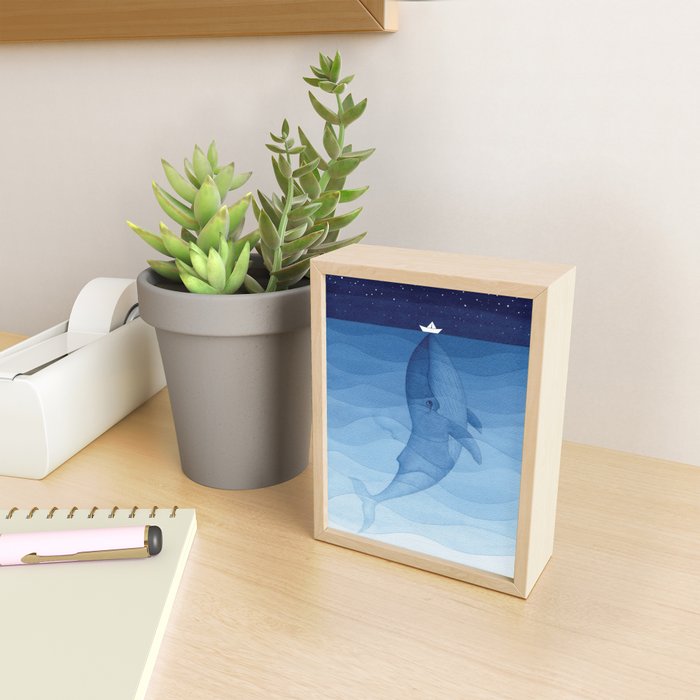 Whale blue ocean Mini Art Print Gallery Image 2
