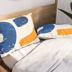 Minimalist Abstract Mid Century Modern Colorful Shape Yellow Blue Pattern Fun Art Pillow Sham Gallery Image 2