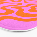 Wavy retro pink psychedelic pattern Bath Mat Gallery Image 3