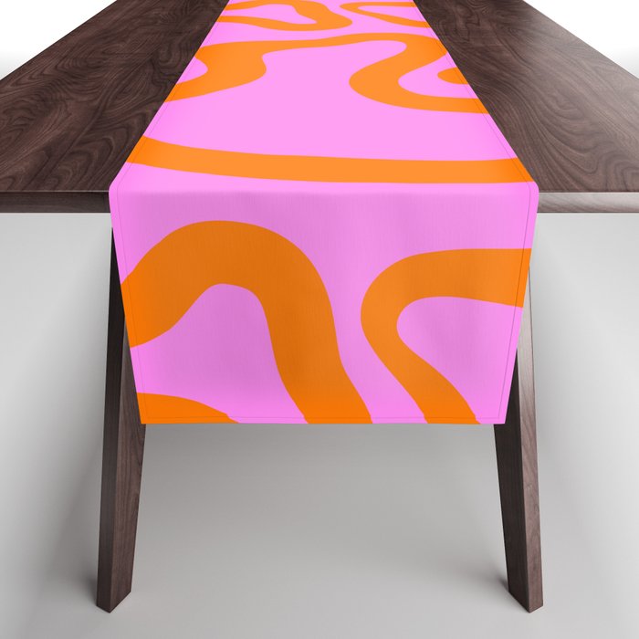 Wavy retro pink psychedelic pattern Table Runner Gallery Image 1