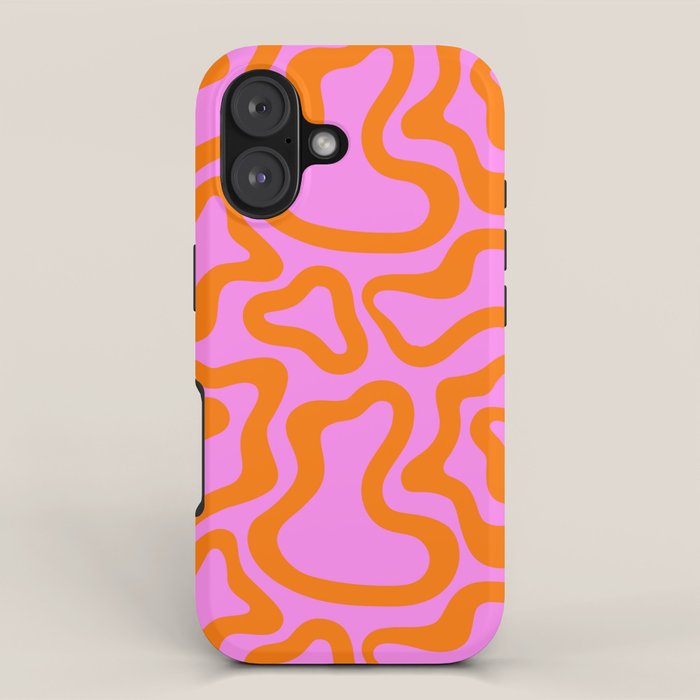 Wavy retro pink psychedelic pattern iPhone Case Gallery Image 1
