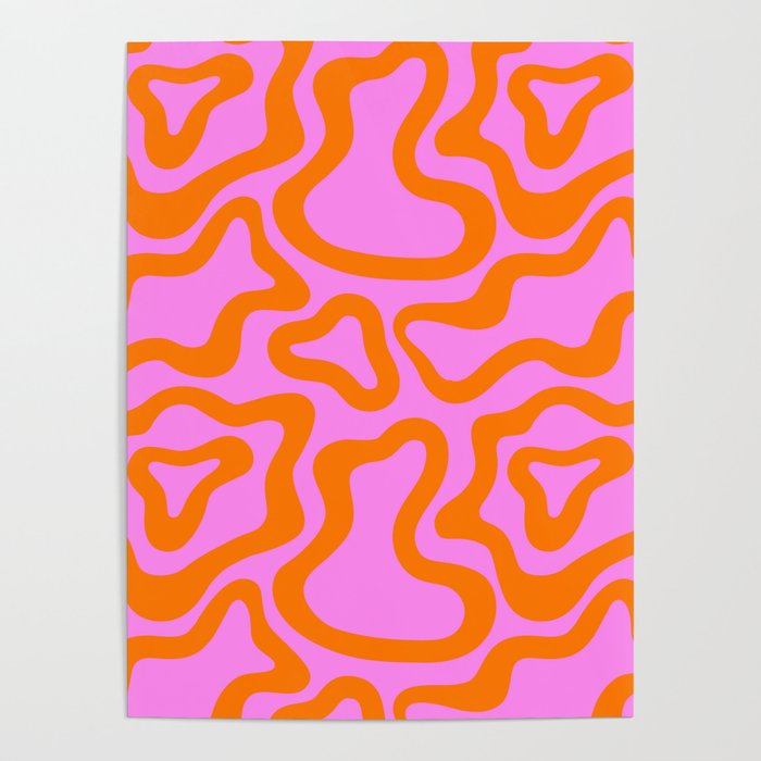 Wavy retro pink psychedelic pattern Poster Gallery Image 1