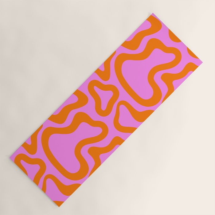 Wavy retro pink psychedelic pattern Yoga Mat Gallery Image 1