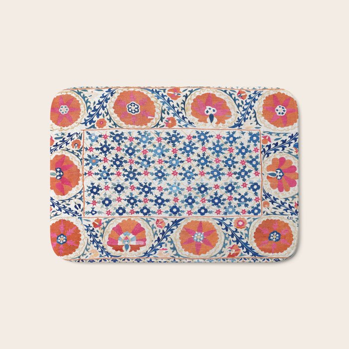 Bokhara Nim Suzani Southwest Uzbekistan Embroidery Print Bath Mat Gallery Image 1