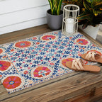 Bokhara Nim Suzani Southwest Uzbekistan Embroidery Print Outdoor Rug Gallery Image 2
