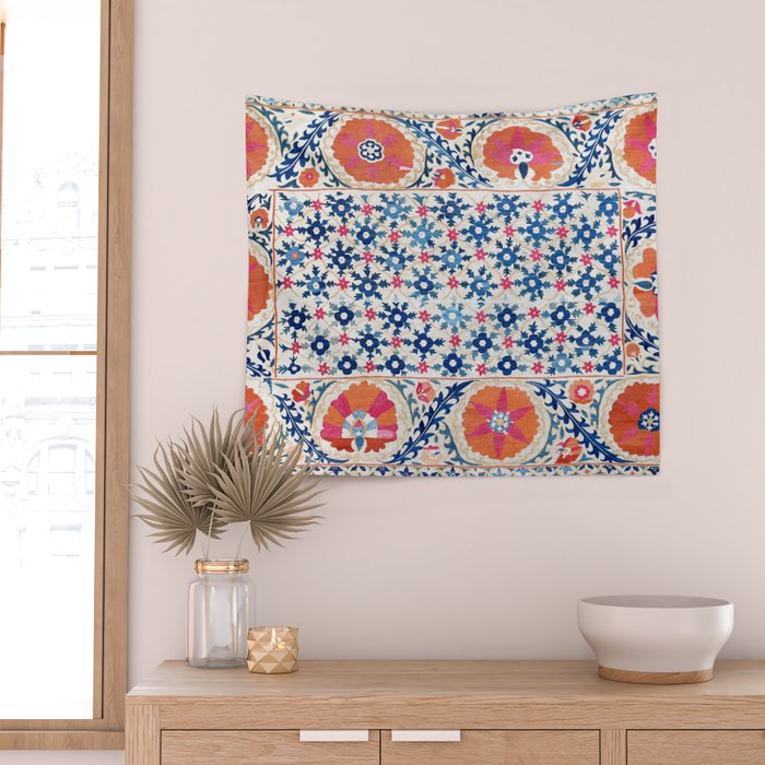 Bokhara Nim Suzani Southwest Uzbekistan Embroidery Print Wall Tapestry Gallery Image 2