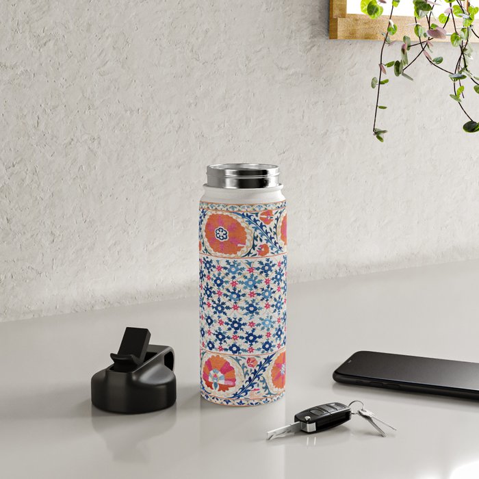 Bokhara Nim Suzani Southwest Uzbekistan Embroidery Print Water Bottle Gallery Image 4