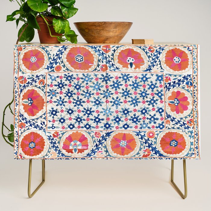 Bokhara Nim Suzani Southwest Uzbekistan Embroidery Print Credenza Gallery Image 1