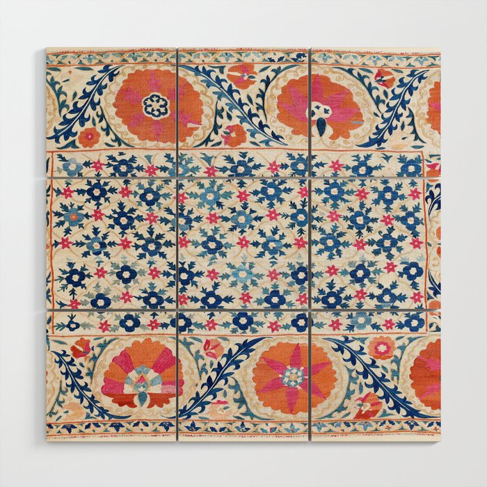 Bokhara Nim Suzani Southwest Uzbekistan Embroidery Print Wood Wall Art Gallery Image 1
