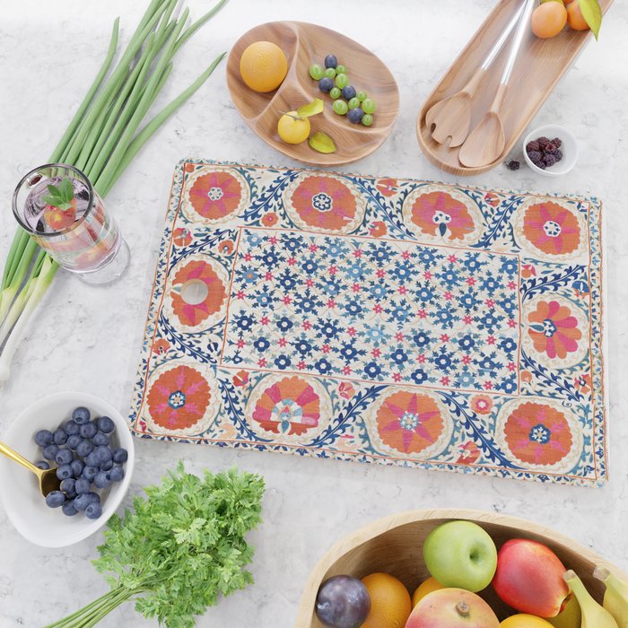 Bokhara Nim Suzani Southwest Uzbekistan Embroidery Print Cutting Board Gallery Image 2