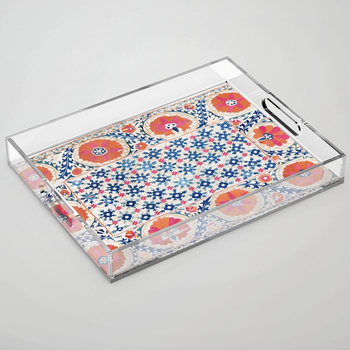 Bokhara Nim Suzani Southwest Uzbekistan Embroidery Print Acrylic Tray Gallery Image 1
